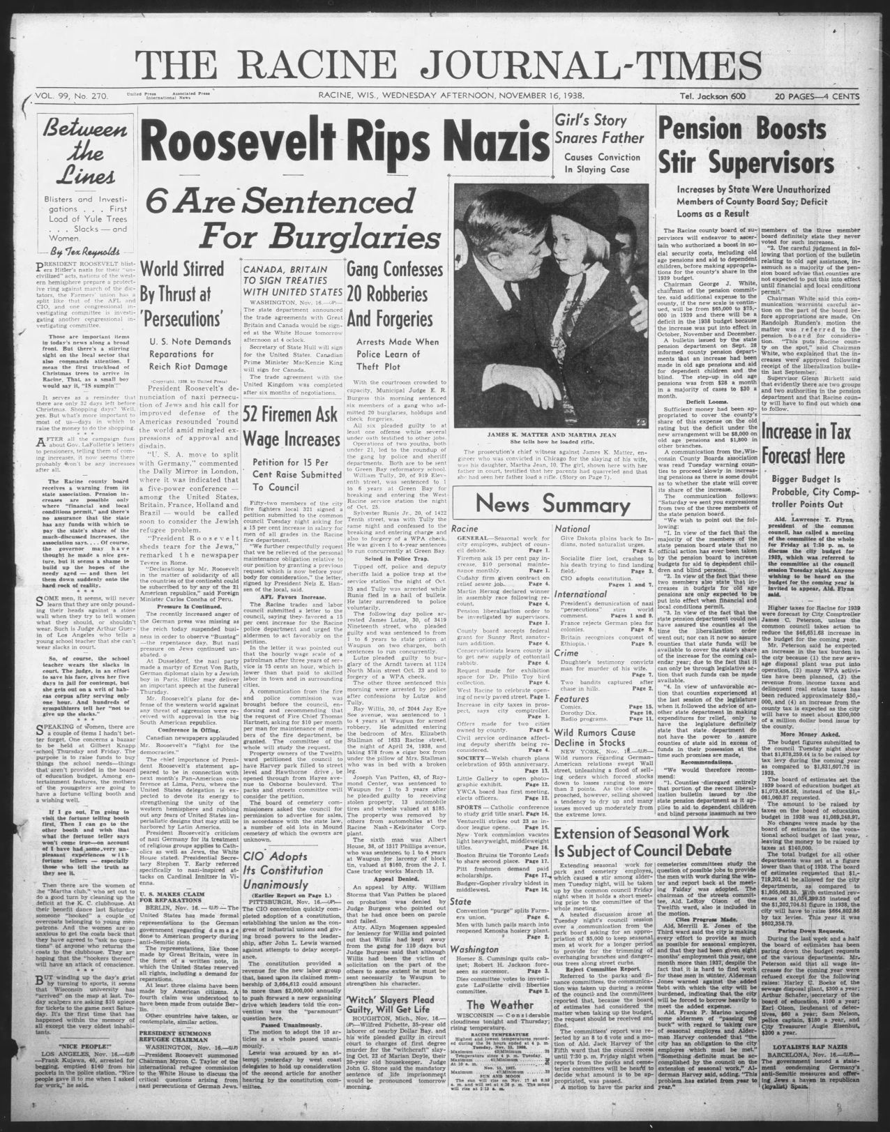 Wed., Nov. 16, 1938